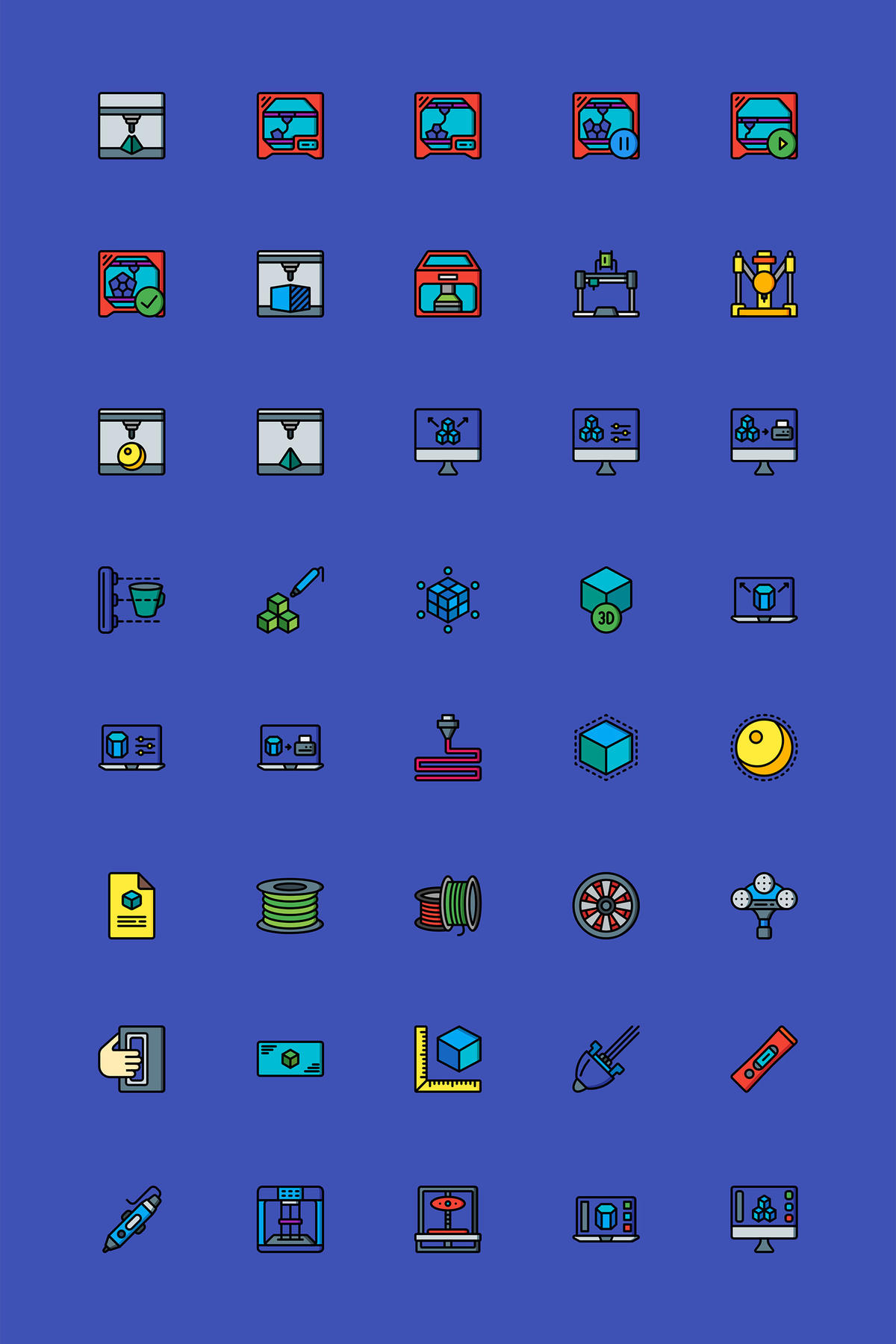 40枚3D打印元素图标