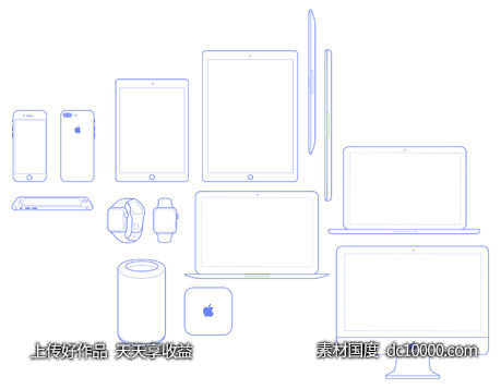 Apple 设备线框图-源文件-素材国度dc10000.com