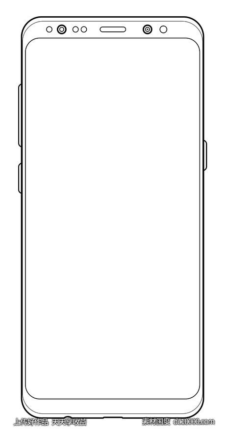 三星Galaxy S8 线框图-源文件-素材国度dc10000.com