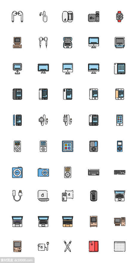 50个苹果设备图标 .sketch素材下载 - 源文件