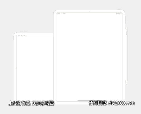 iPad Pro 12.9与Apple Pencil线框图-源文件-素材国度dc10000.com