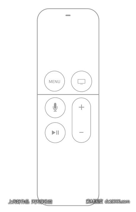 Apple Siri Remote 线框-源文件-素材国度dc10000.com
