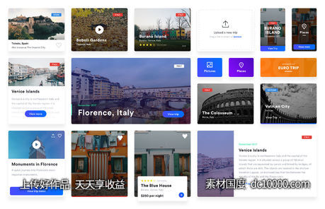 17枚网页卡片界面-源文件-素材国度dc10000.com