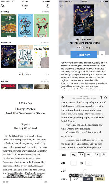 读书app ui .sketch素材下载-源文件-素材国度dc10000.com