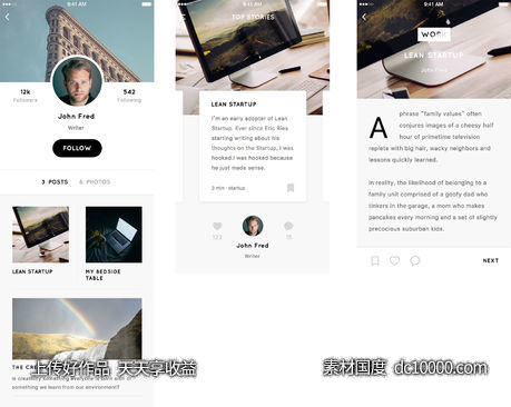Mobile Blog UI-源文件-素材国度dc10000.com