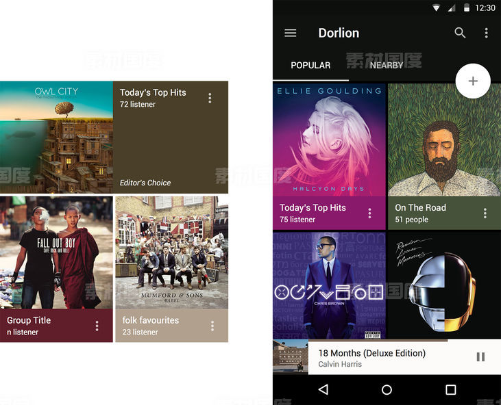 Material Design Music Feed