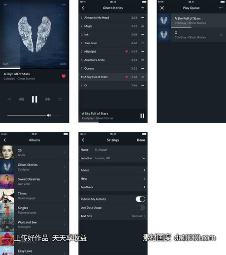 Music Player UI Kit-源文件-素材国度dc10000.com
