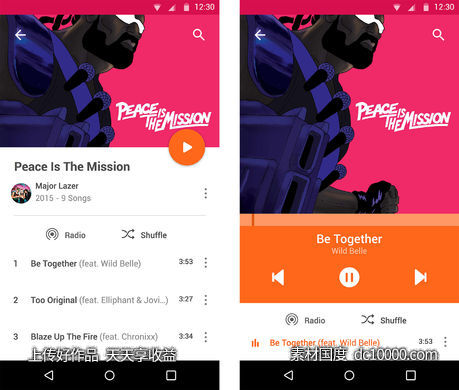 Material Music Player UI-源文件-素材国度dc10000.com