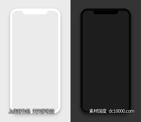 iPhone X 深空灰和银色扁平模型 - 源文件