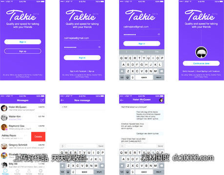 Talkie Messenger iOS App UI-源文件-素材国度dc10000.com