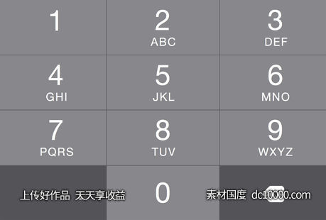 iOS 8 黑色数字键盘-源文件-素材国度dc10000.com