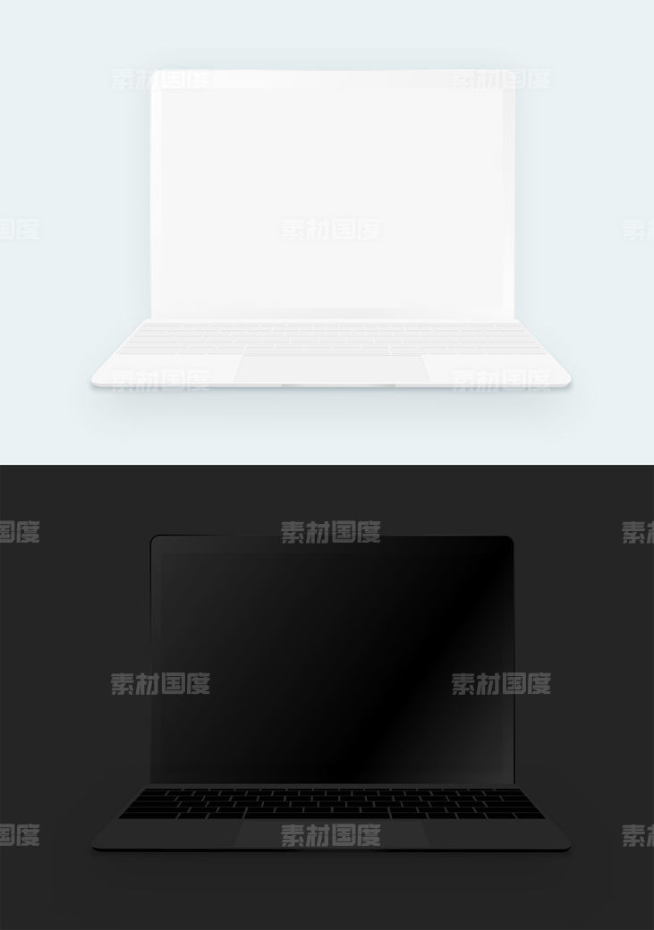 MacBook 简约黑白模型