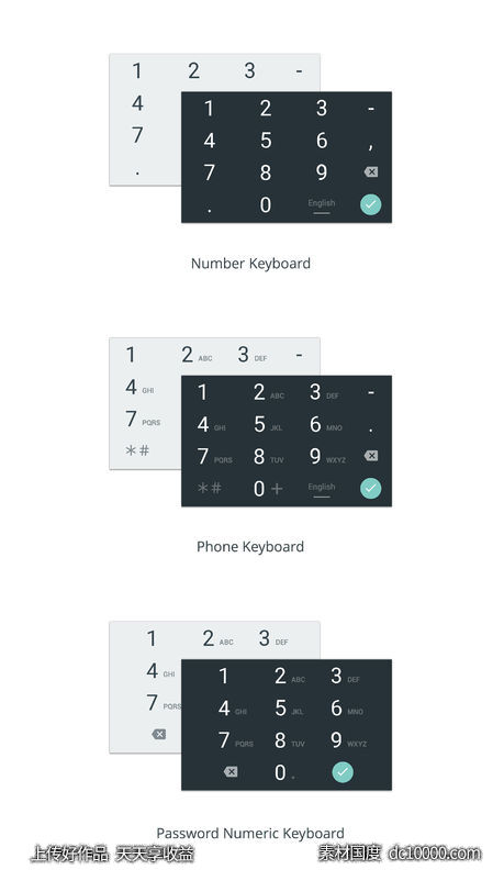 Material Design 数字键盘-源文件-素材国度dc10000.com