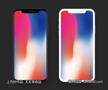 iPhone X 深空灰和银色模型-源文件-素材国度dc10000.com