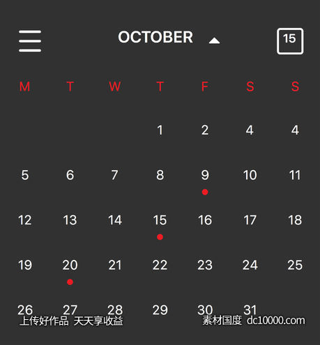 简约暗色日历-源文件-素材国度dc10000.com