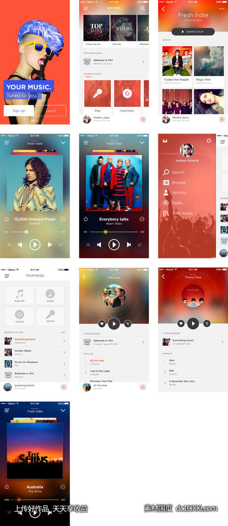Music App UI Kit-源文件-素材国度dc10000.com