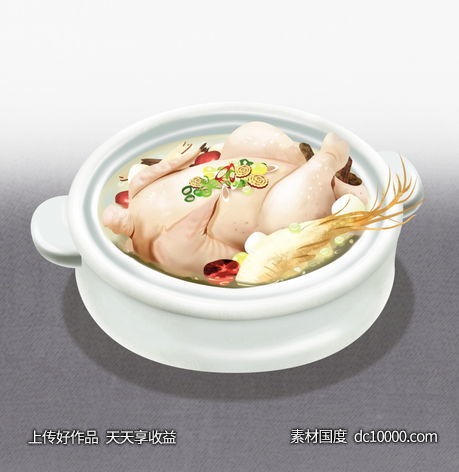 餐饮美食食材厨房煲汤鸡汤PSD素材-源文件-素材国度dc10000.com