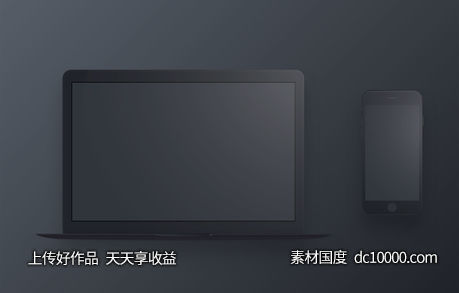 暗色 MacBook 和 iPhone 模型-源文件-素材国度dc10000.com