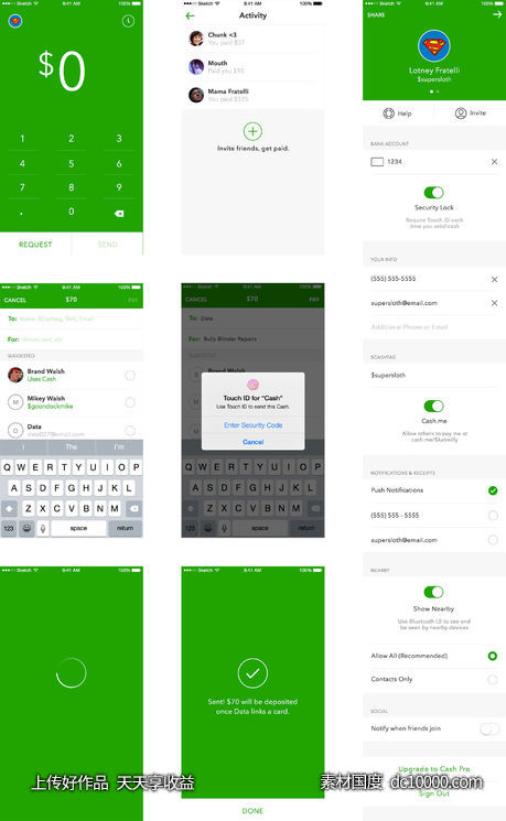Square Cash App UI Kit-源文件-素材国度dc10000.com