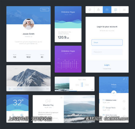 Blue UI Kit-源文件-素材国度dc10000.com