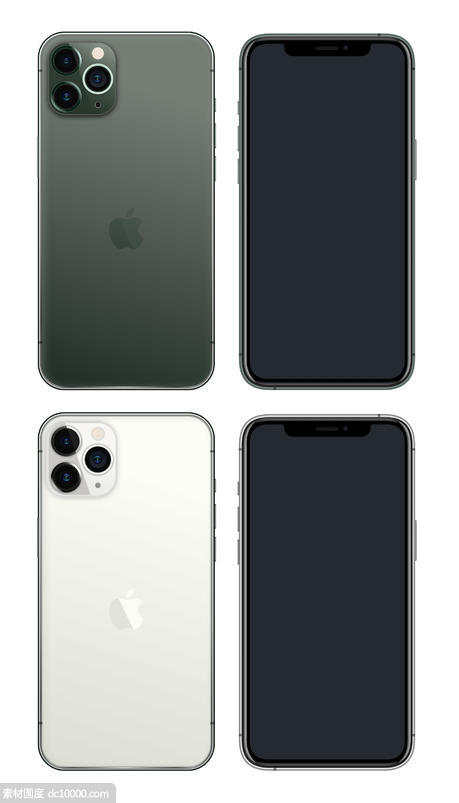 iPhone 11  Pro  Max 暗夜绿和银色模型 - 源文件