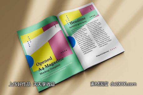 打开的杂志或画册设计展示样机模板下载[PSD] - 源文件