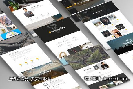 时尚高端简约A4尺寸的海报网站web UI样机展示模型mockups - 源文件