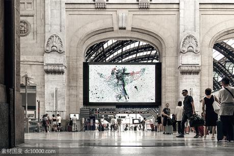 高端高铁复古火车站广告设计展示样机[PSD] - 源文件