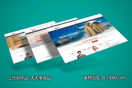 高品质的3D立体悬浮效果的WEB UI网站设计样机展示模型mockups - 源文件