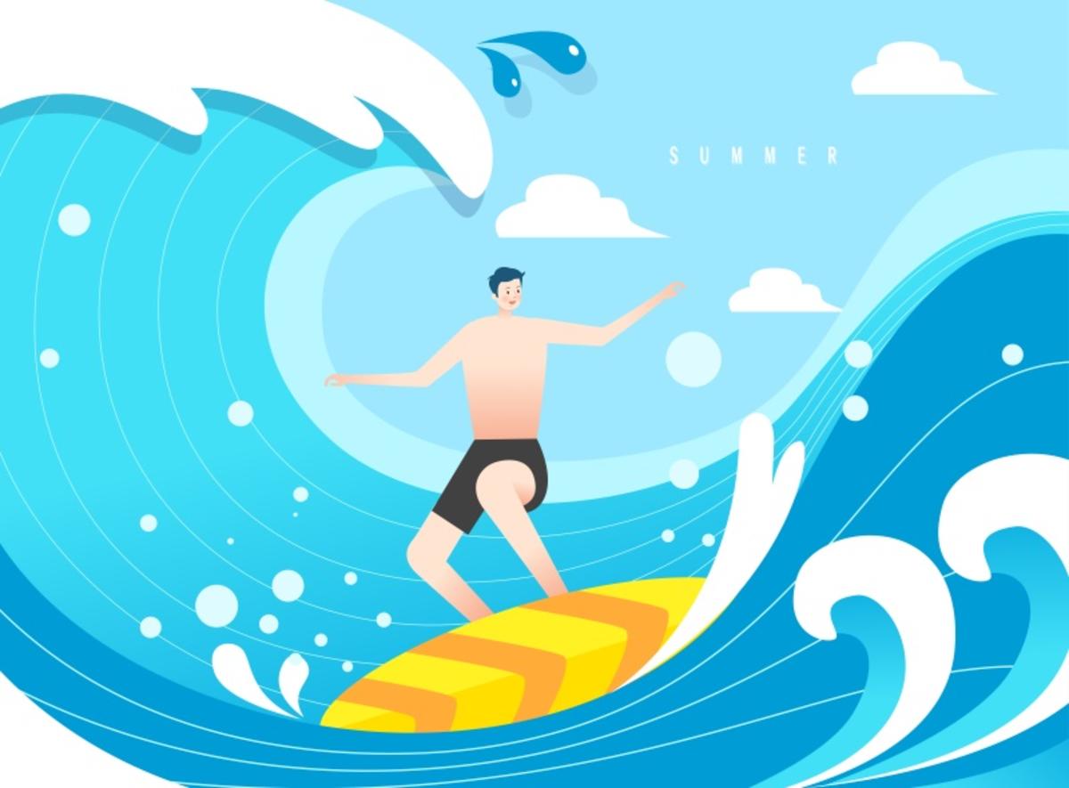 清凉夏季旅游度假蓝色海洋海海报