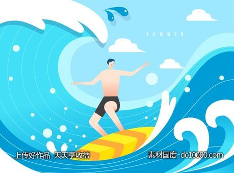 清凉夏季旅游度假蓝色海洋海海报-源文件-素材国度dc10000.com