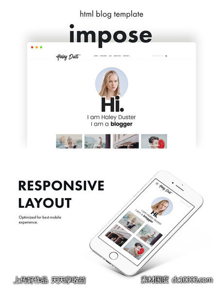 个人创意博客HTML模板素材 Impose ndash Blog Template-源文件-素材国度dc10000.com