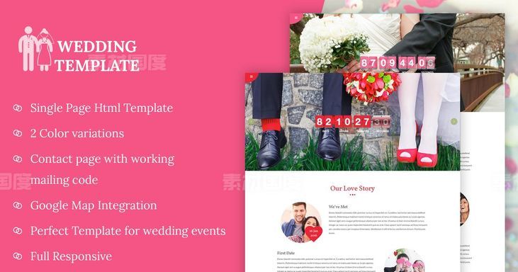 【HTML,CSS,JS】创意浪漫婚礼网站设计HTML模板下载