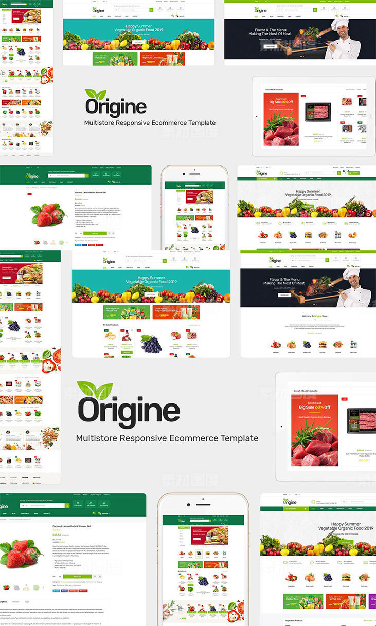 生鲜电商网站Opencart主题模板 Origine &amp;ndash; Organic Opencart Theme