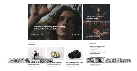 【CSS,HTML,JS】现代简约风个人博客设计HTML模板下载-源文件-素材国度dc10000.com
