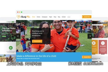 【HTML,CSS,JS】非营利慈善机构爱心组织网站设计模板-源文件-素材国度dc10000.com