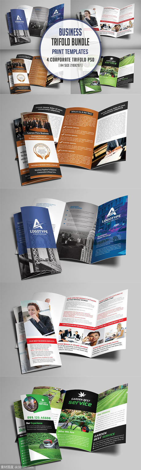 企业三折页画册模版 Corporate Trifold Brochure Bundle - 源文件