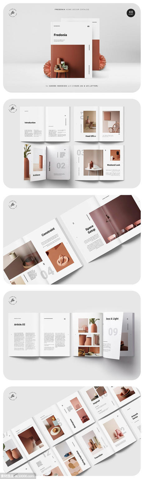 高端时尚FREDONIA家居装饰画册杂志设计模板 - 源文件