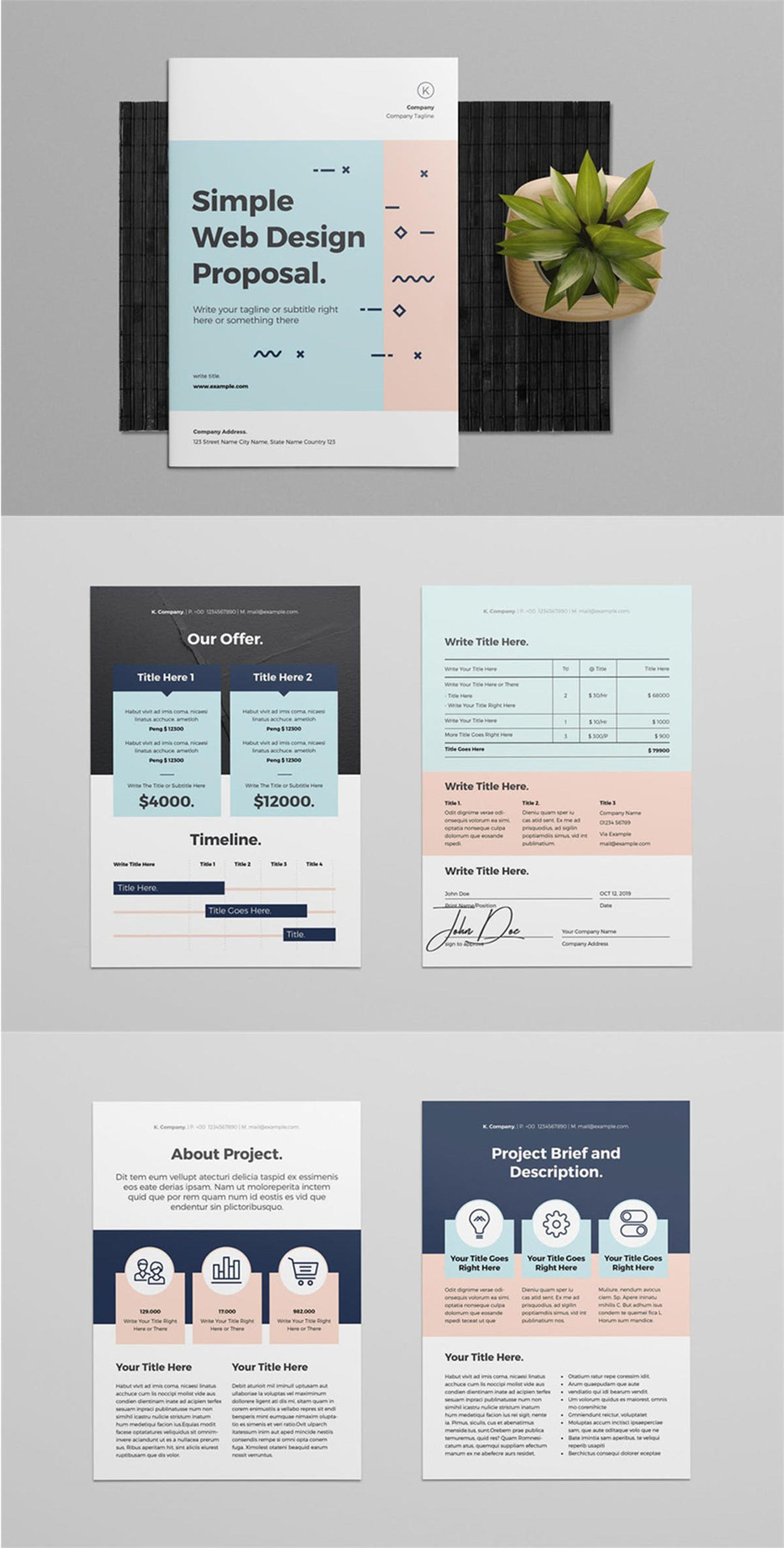 新孟菲斯风格网页设计提案模板品牌手册画册杂志DM海报设计模板