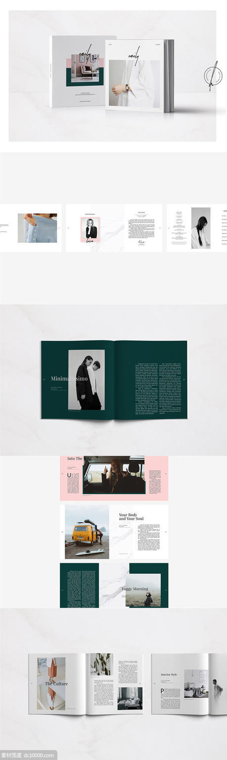 漂亮时尚的方形杂志画册模板 Emily Magazine - 源文件
