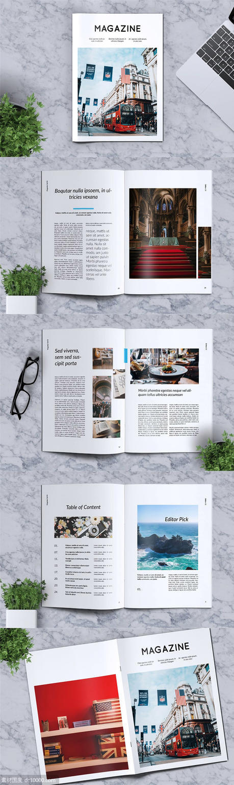时尚简约优雅的旅游杂志品牌手册画册楼书设计模板 - 源文件