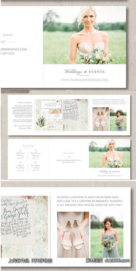 婚礼服务画册模板 Wedding Planner Marketing Trifold - 源文件