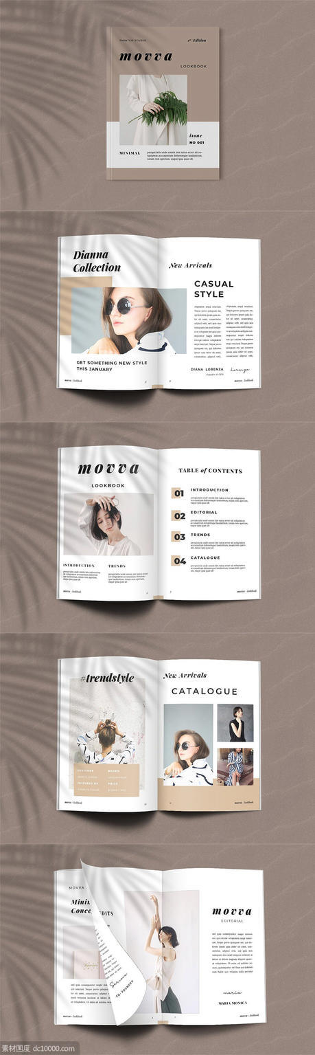 简约产品目录时尚杂志品牌手册房地产楼书画册设计模板（indd） - 源文件