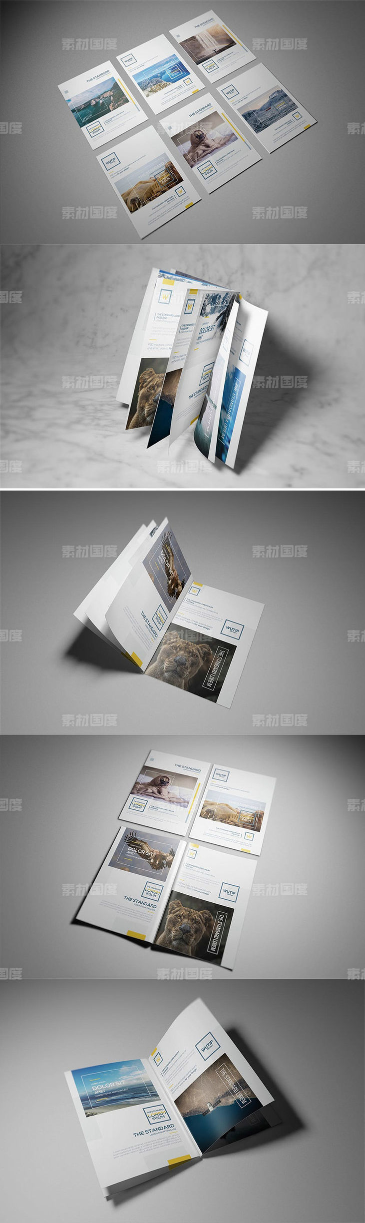 时尚A4A5宣传册房地产楼书品牌手册画册杂志设计VI样机展示模型