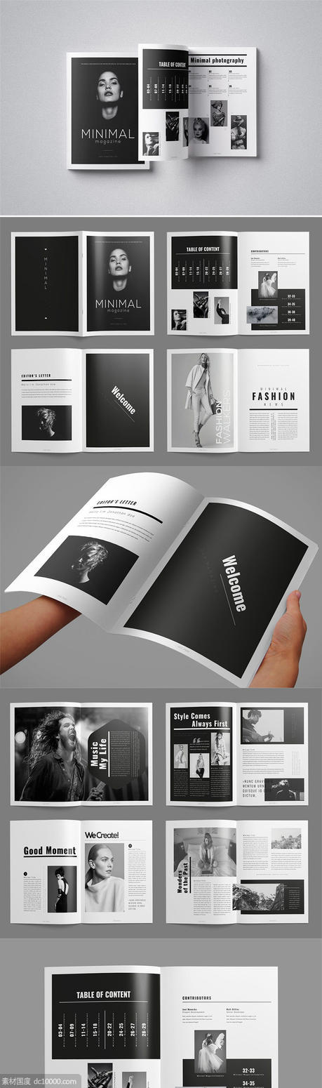 时尚简约风格的摄影杂志楼书画册手册设计模板（indd） - 源文件