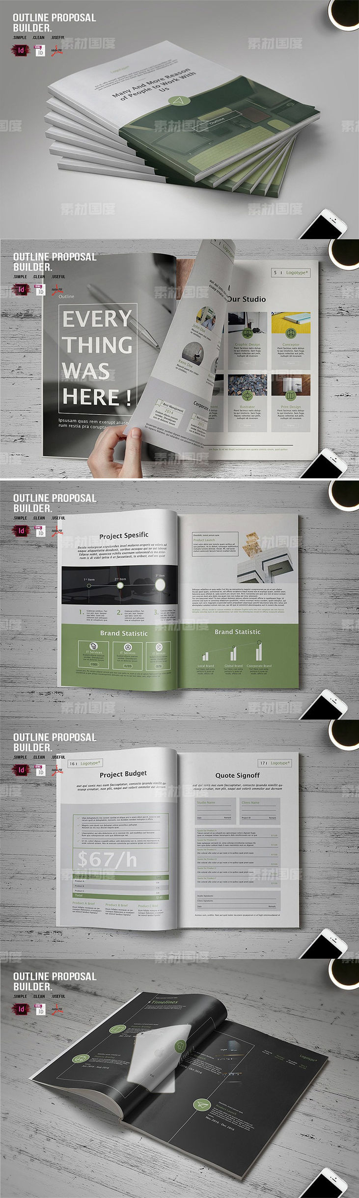 高品质的多功能商务商业画册手册楼书杂志设计模板