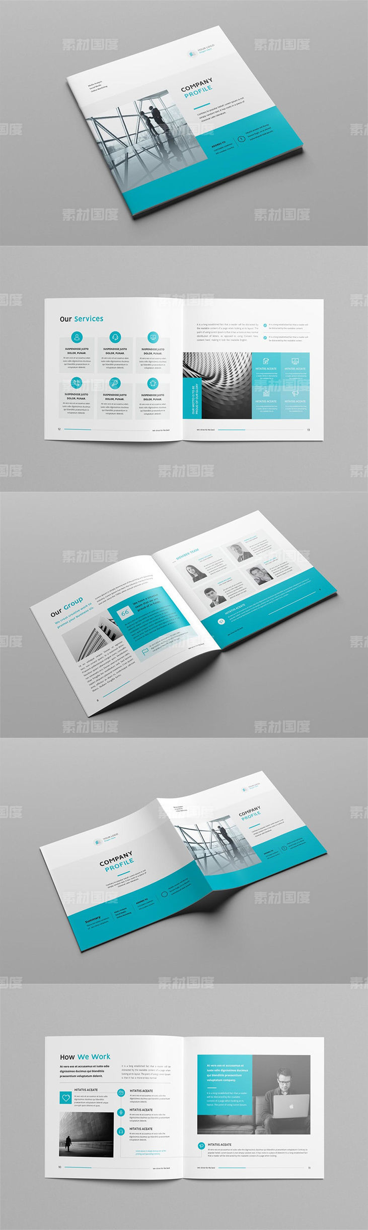时尚高端简约的企业简介形象手册画册楼书杂志设计模板（indd）