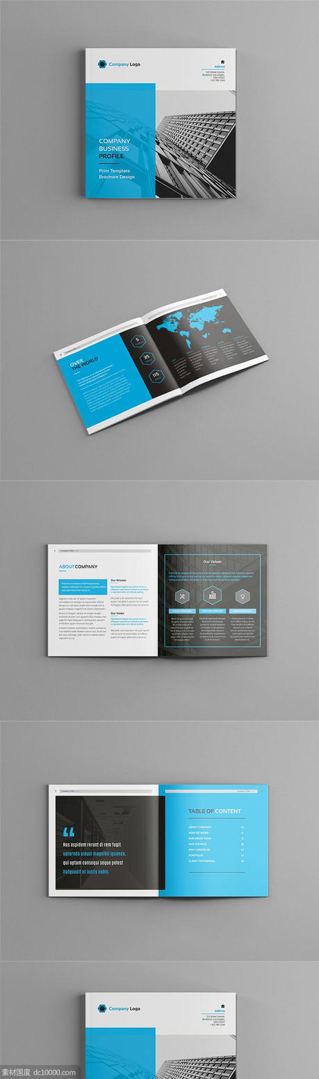 时尚简约多用途的正方形企业画册楼书杂志设计模板（indd） - 源文件
