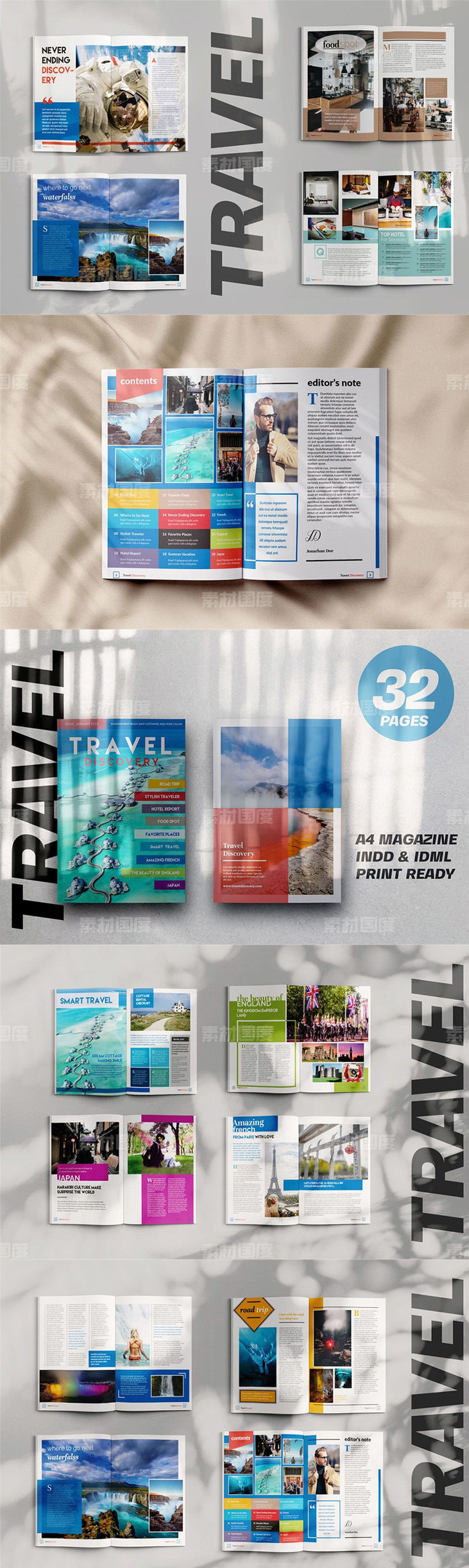 32P时尚高端多用途的旅游杂志设计画册楼书品牌手册设计模板