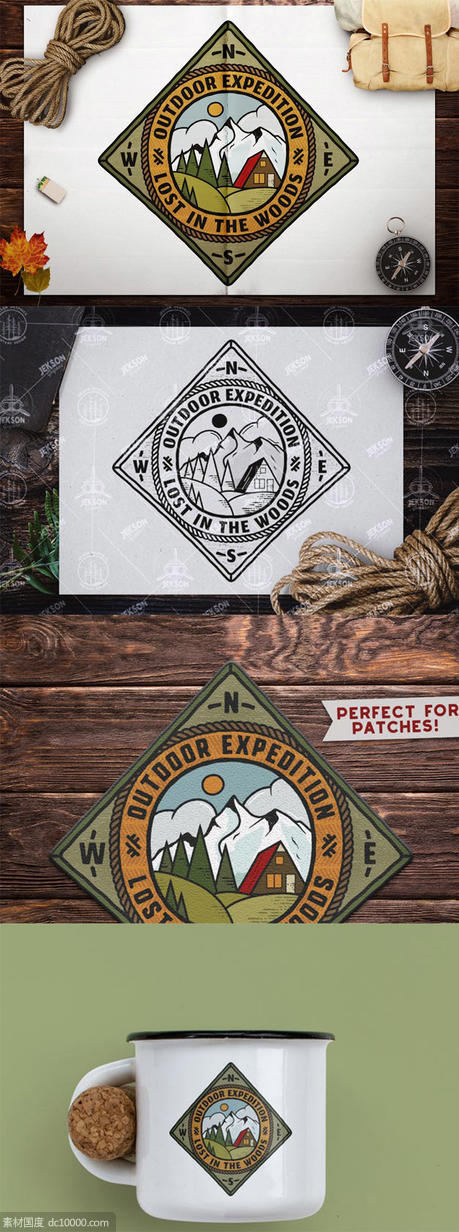 复古风格户外运动Logo模板v2 Retro Travel Emblem  Vintage Camping Logo  Patch - 源文件